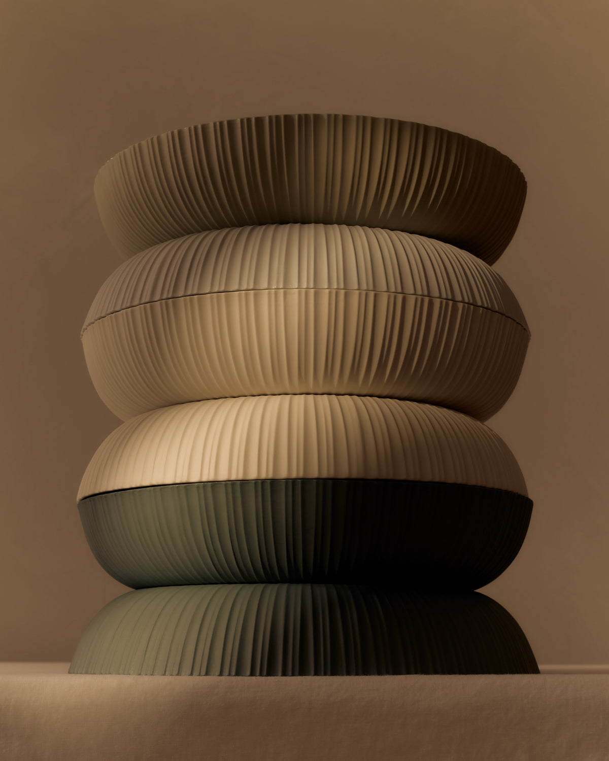 Banksia Bowls stacked in several colours. Photograph by Lillie Thompson