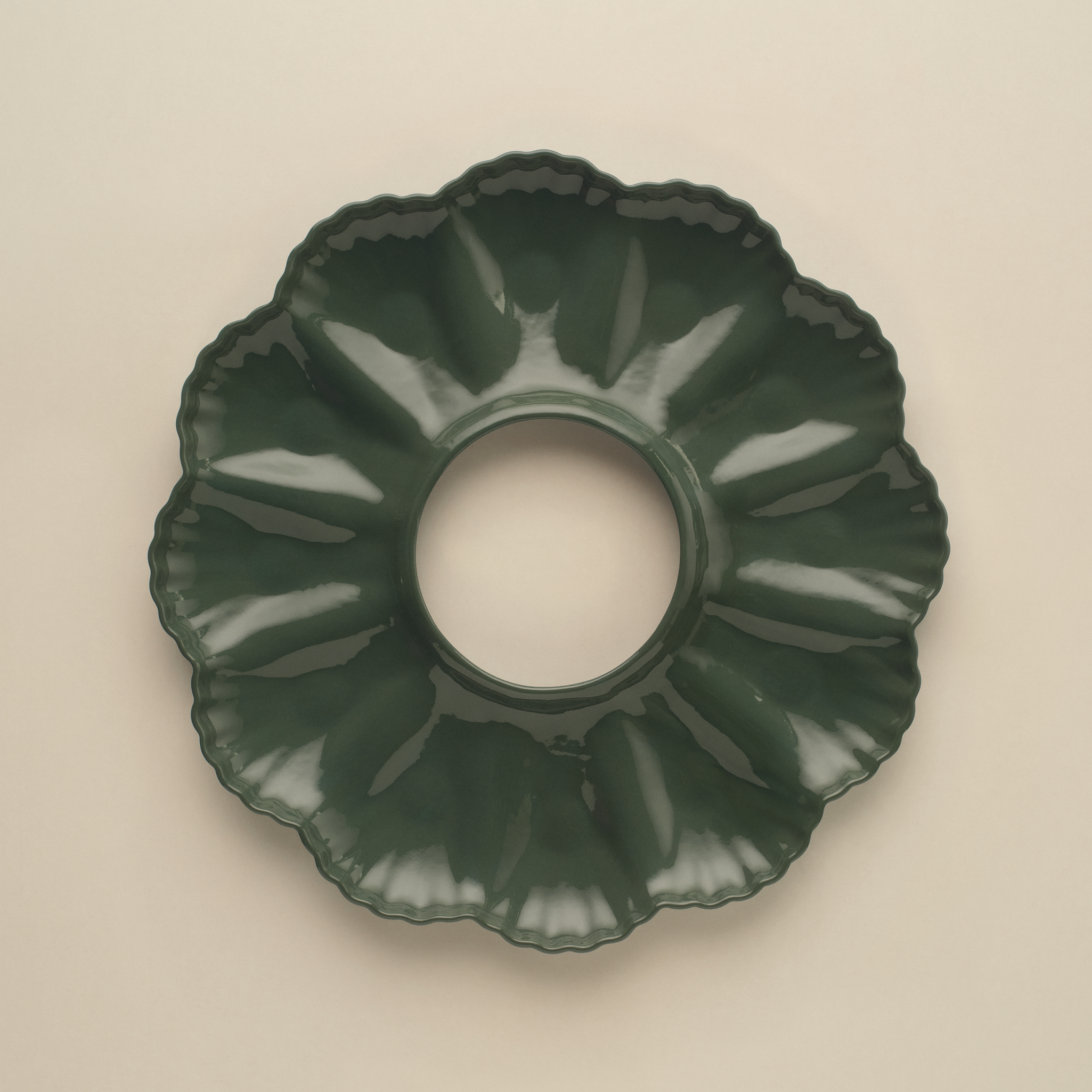 Mother of Pearl Oyster Plate Dozen in Dark Forest Green