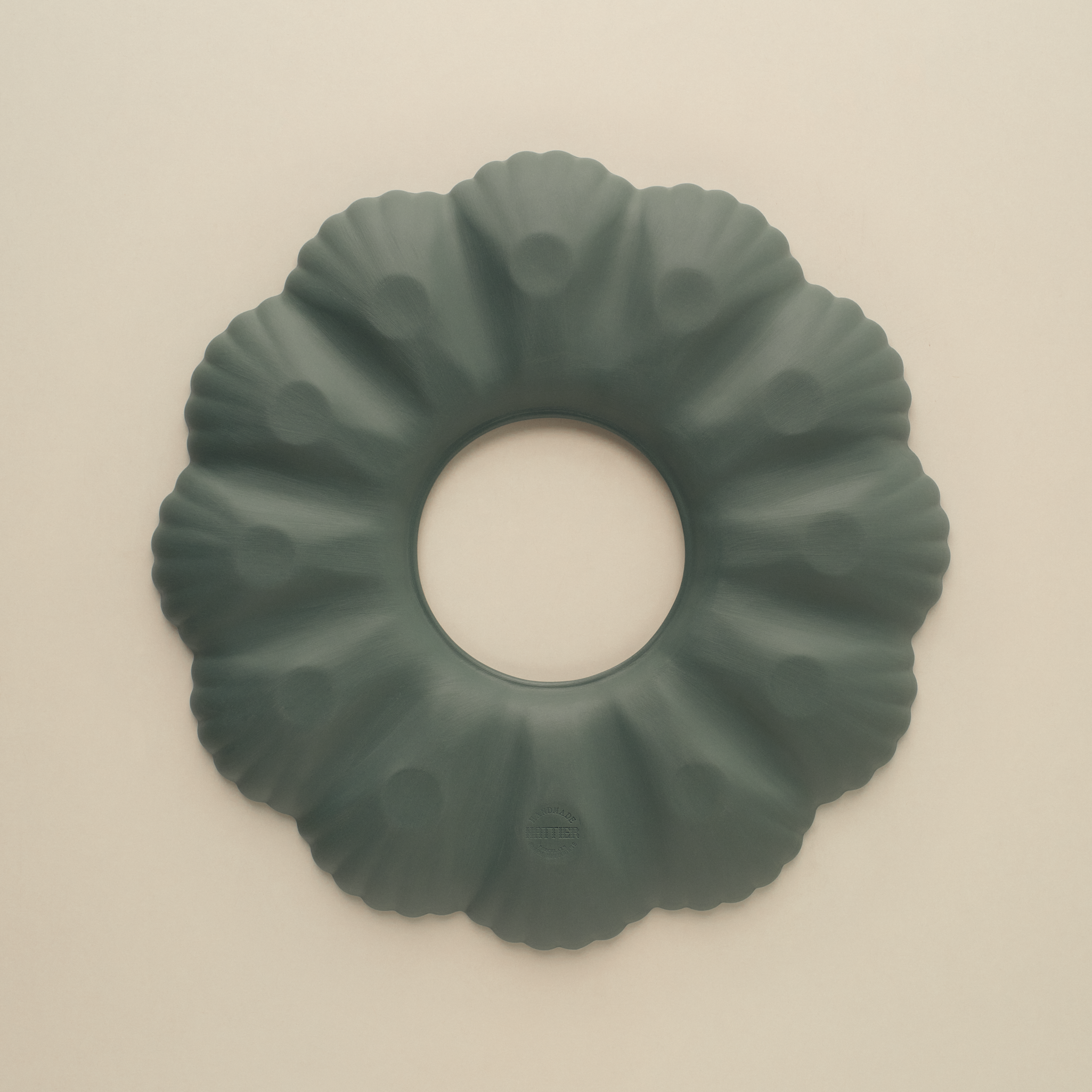 Mother of Pearl Oyster Plate Dozen and Bowl in Dark Forest Green Set