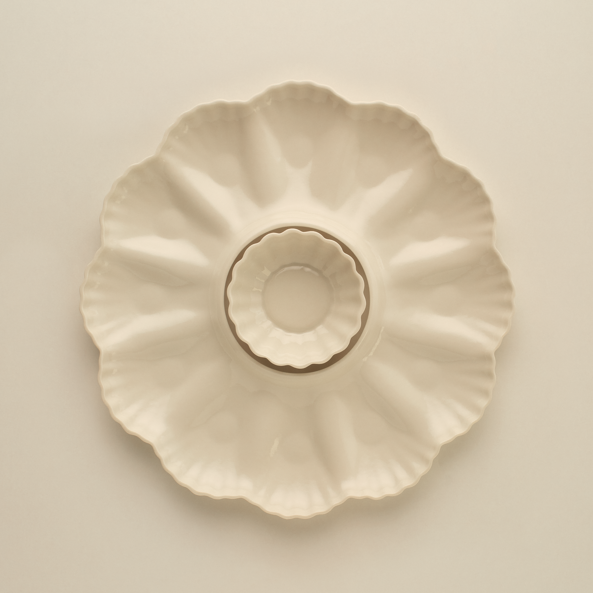 Mother of Pearl Oyster Plate Dozen and Bowl in Natural White Set