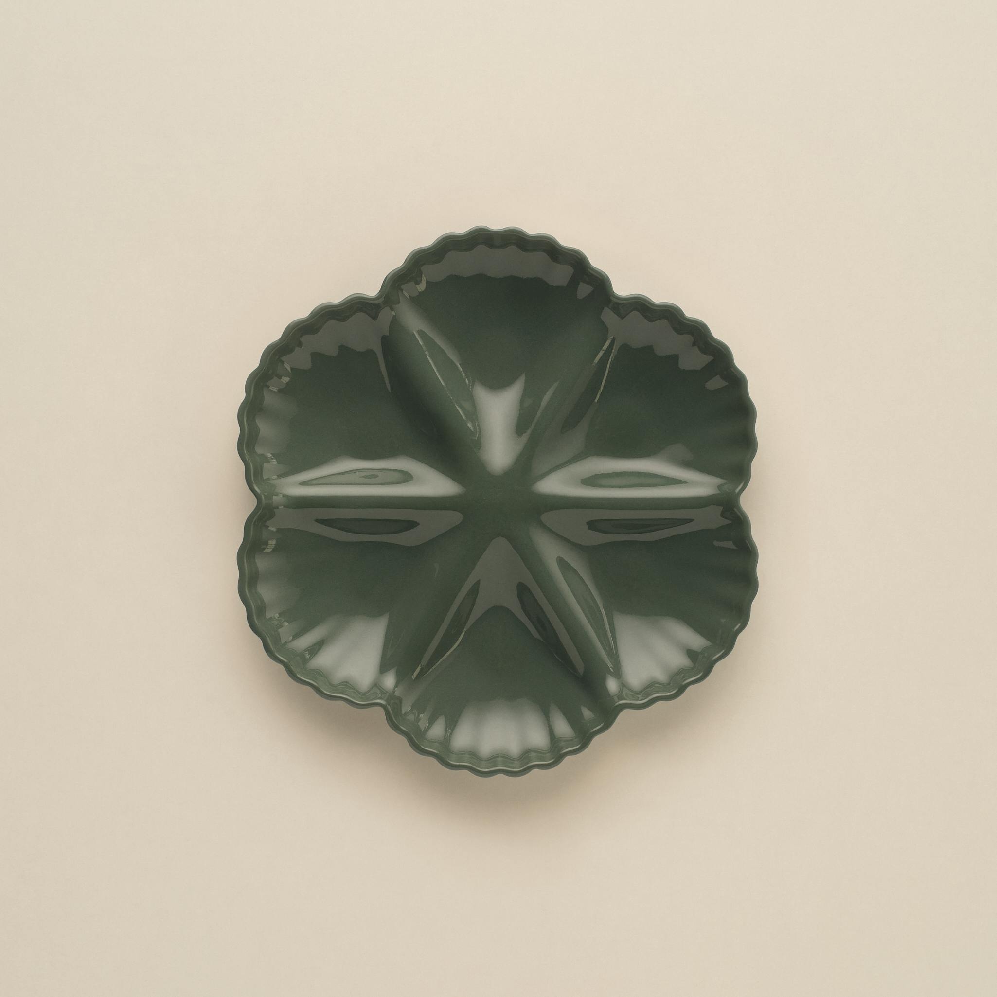 Mother of Pearl Oyster Plate 1/2 Dozen in Dark Forest Green