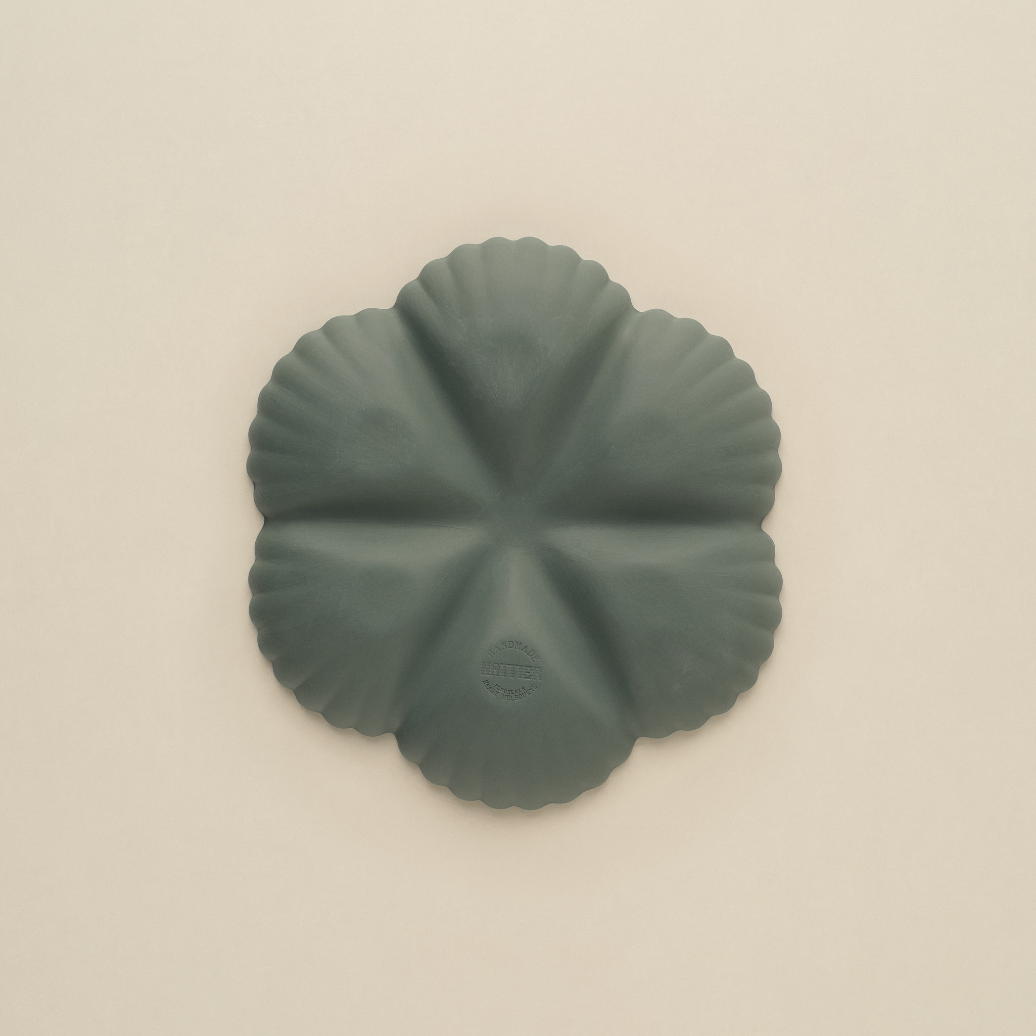 Mother of Pearl Oyster Plate 1/2 Dozen in Dark Forest Green
