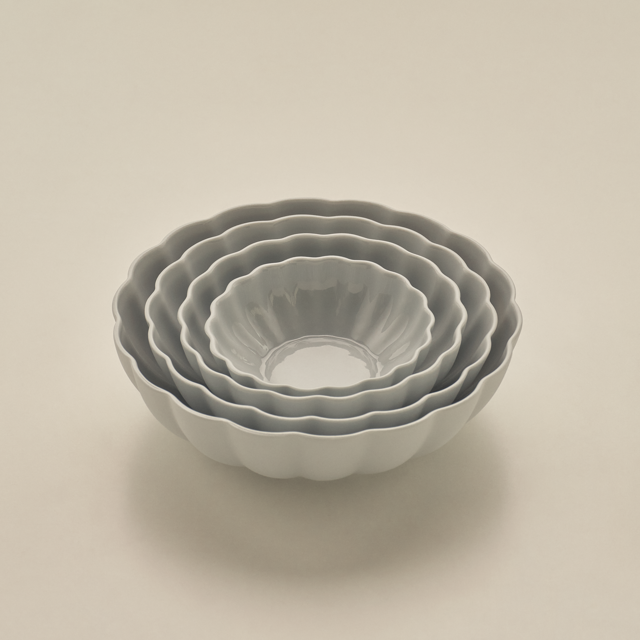 Large Fern Nesting Bowl 18cm in Light Blue Grey
