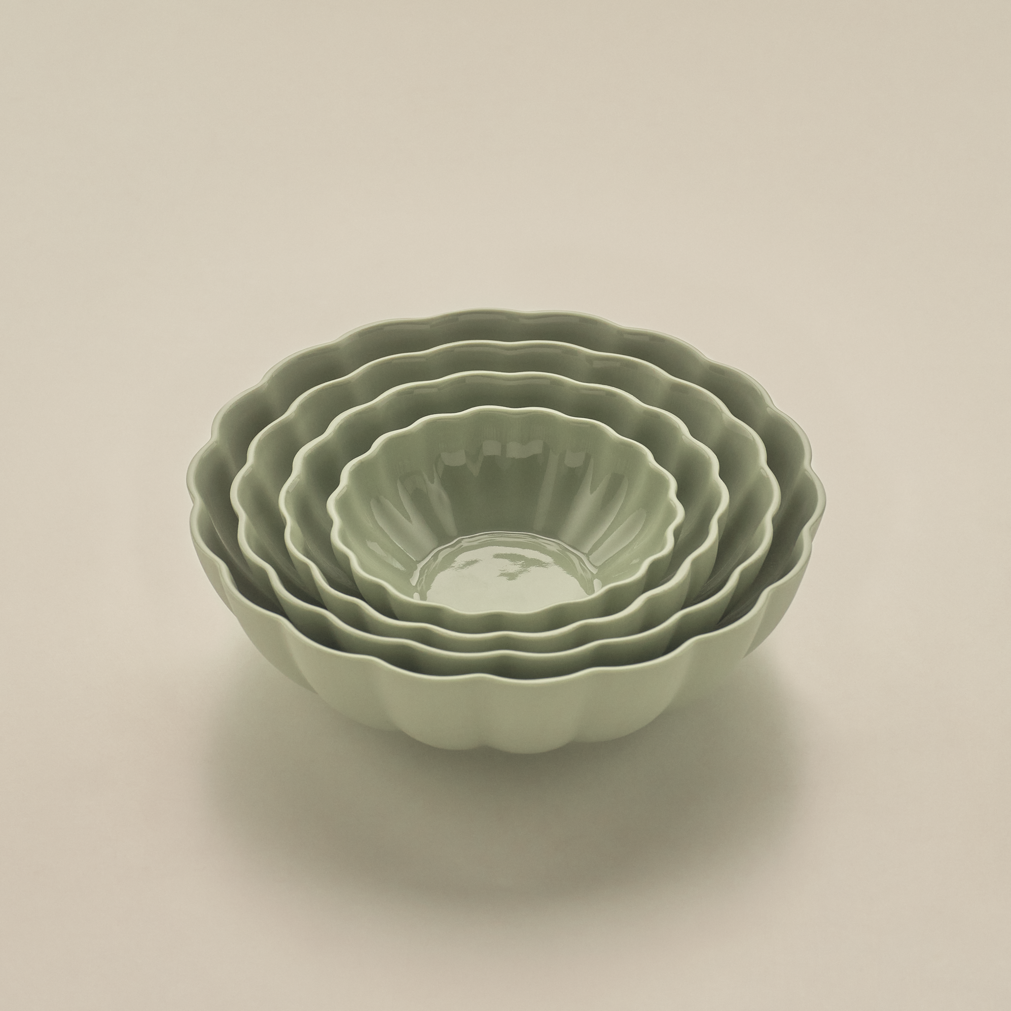 Large Fern Nesting Bowl 18cm in Eucalypt Green