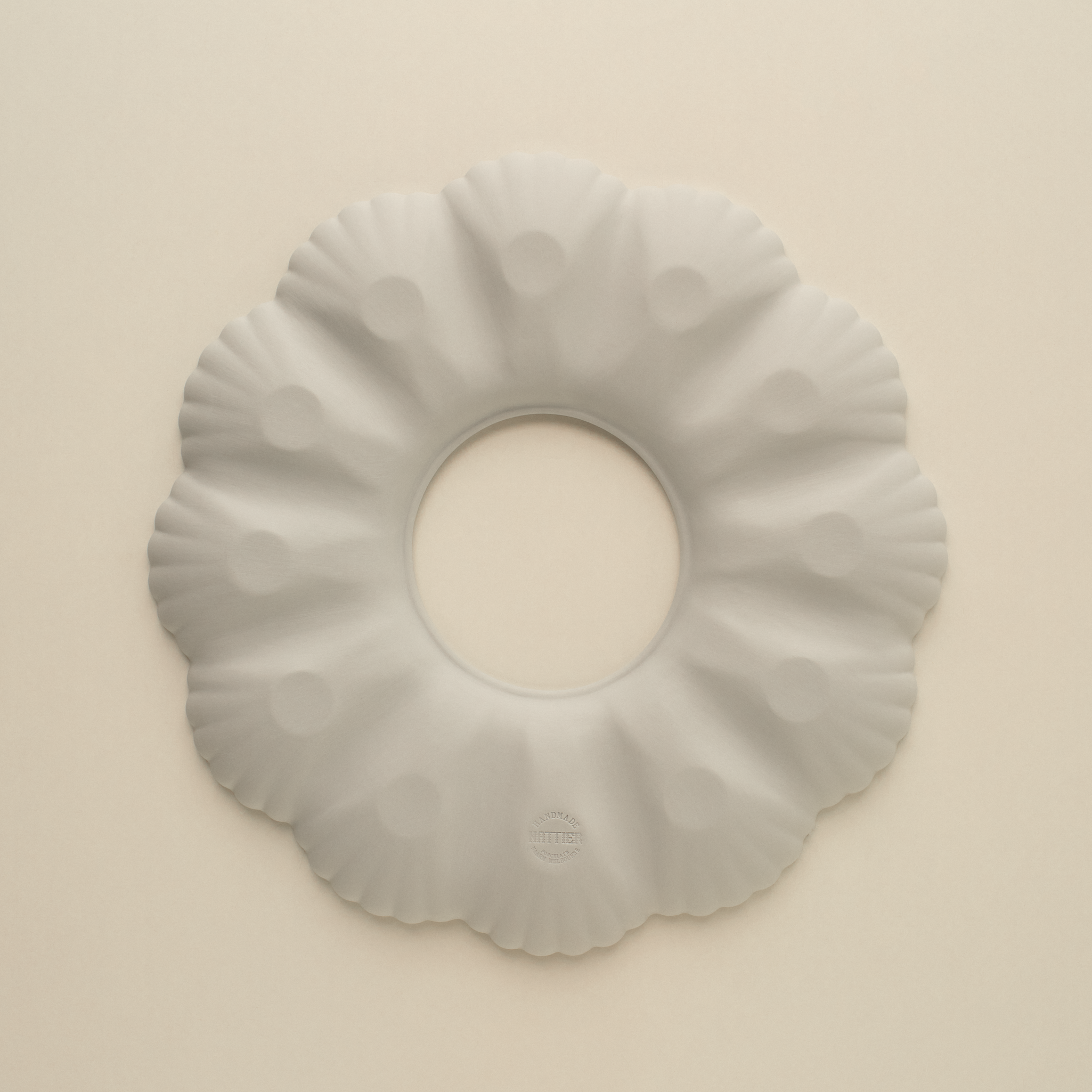 Mother of Pearl Oyster Plate Dozen and Bowl in Light Blue Grey