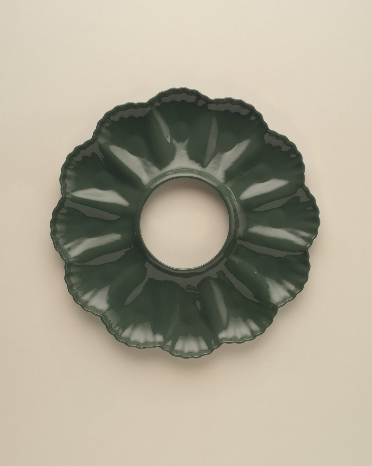 Mother of Pearl Oyster Plate, Dozen, in Dark Forest Green, plate only