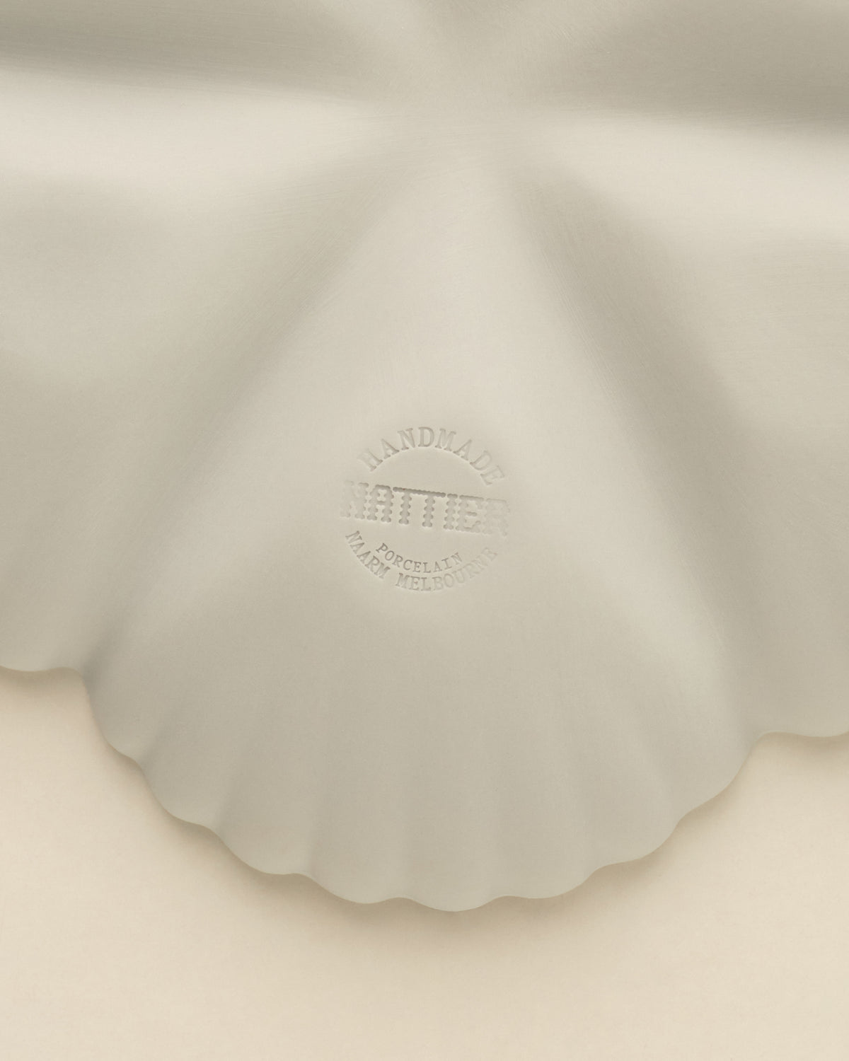 Nattier maker's mark stamped on the base of the Light Blue Grey Half Dozen oyster plate