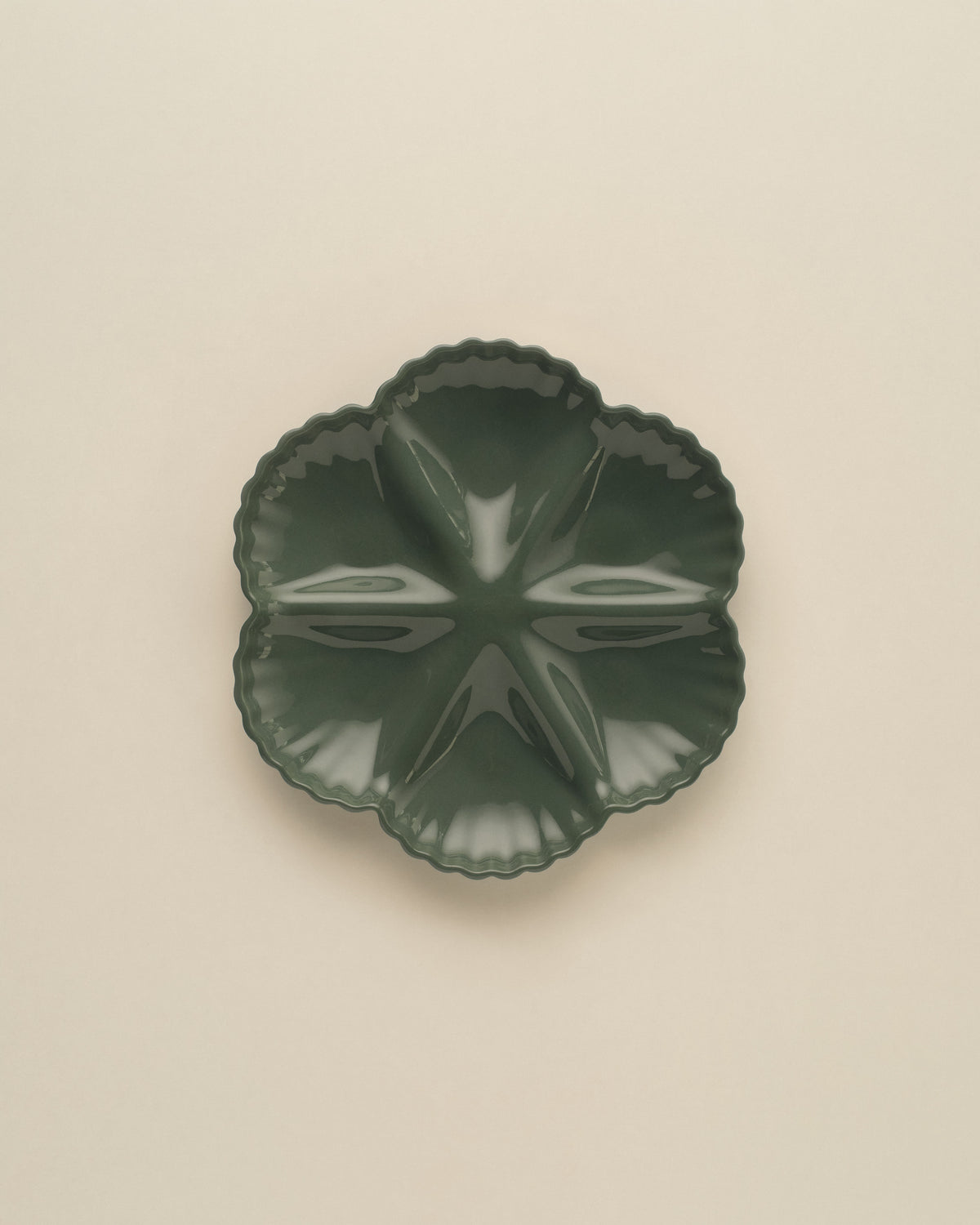 Mother of Pearl Oyster Plate, Half Dozen, in Dark Forest Green