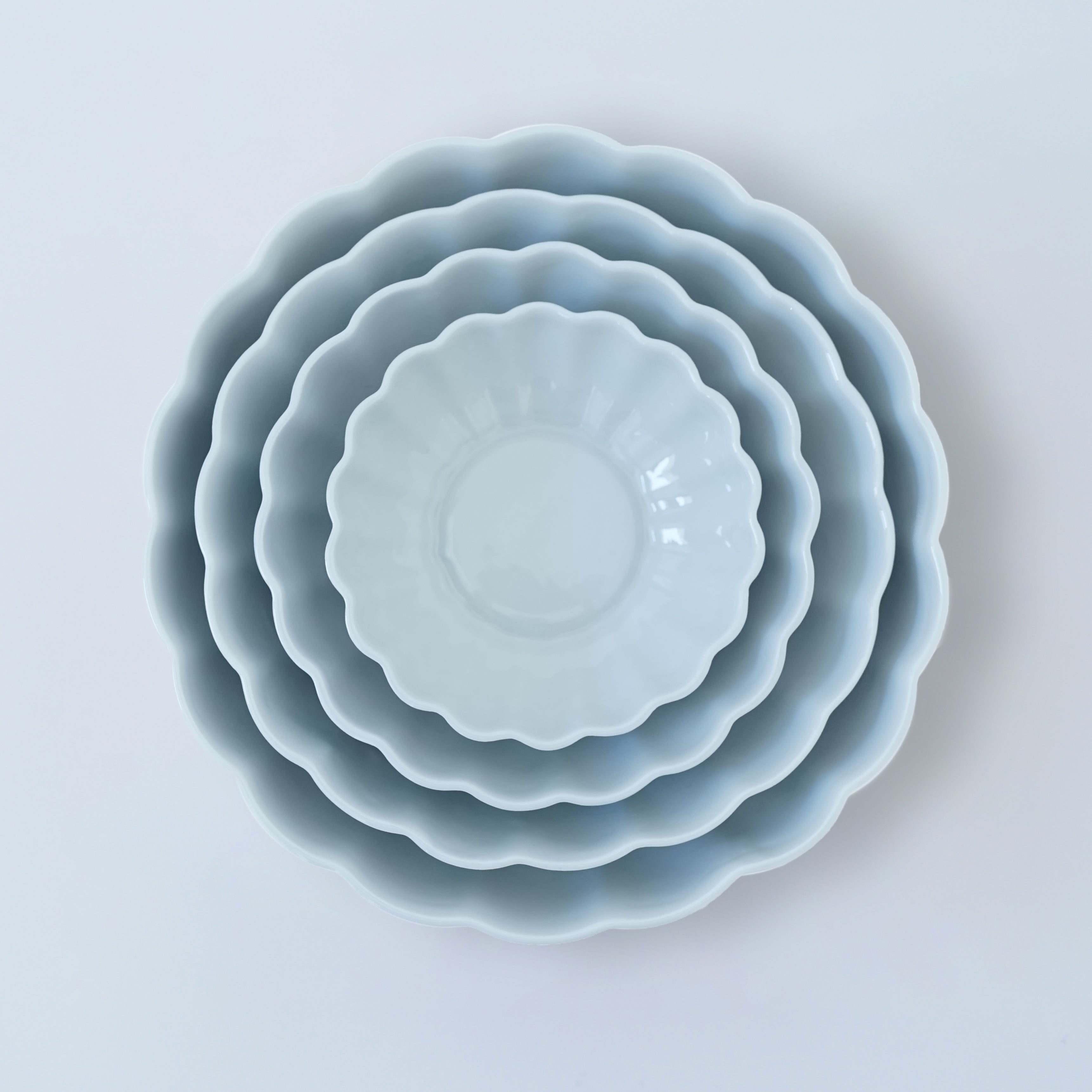 Large Fern Nesting Bowl 18cm in Light Blue Grey