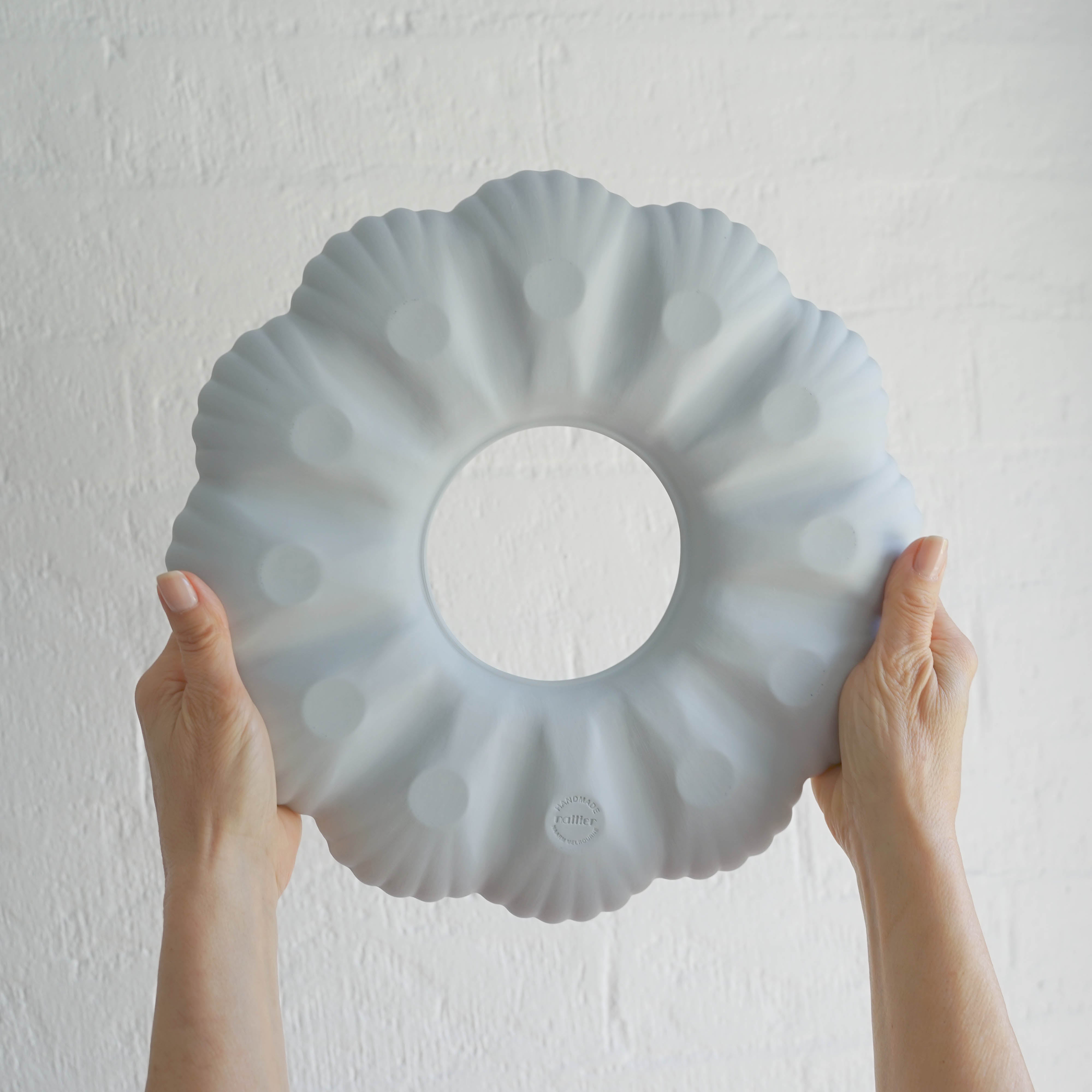 Mother of Pearl Oyster Plate Dozen in Light Blue Grey