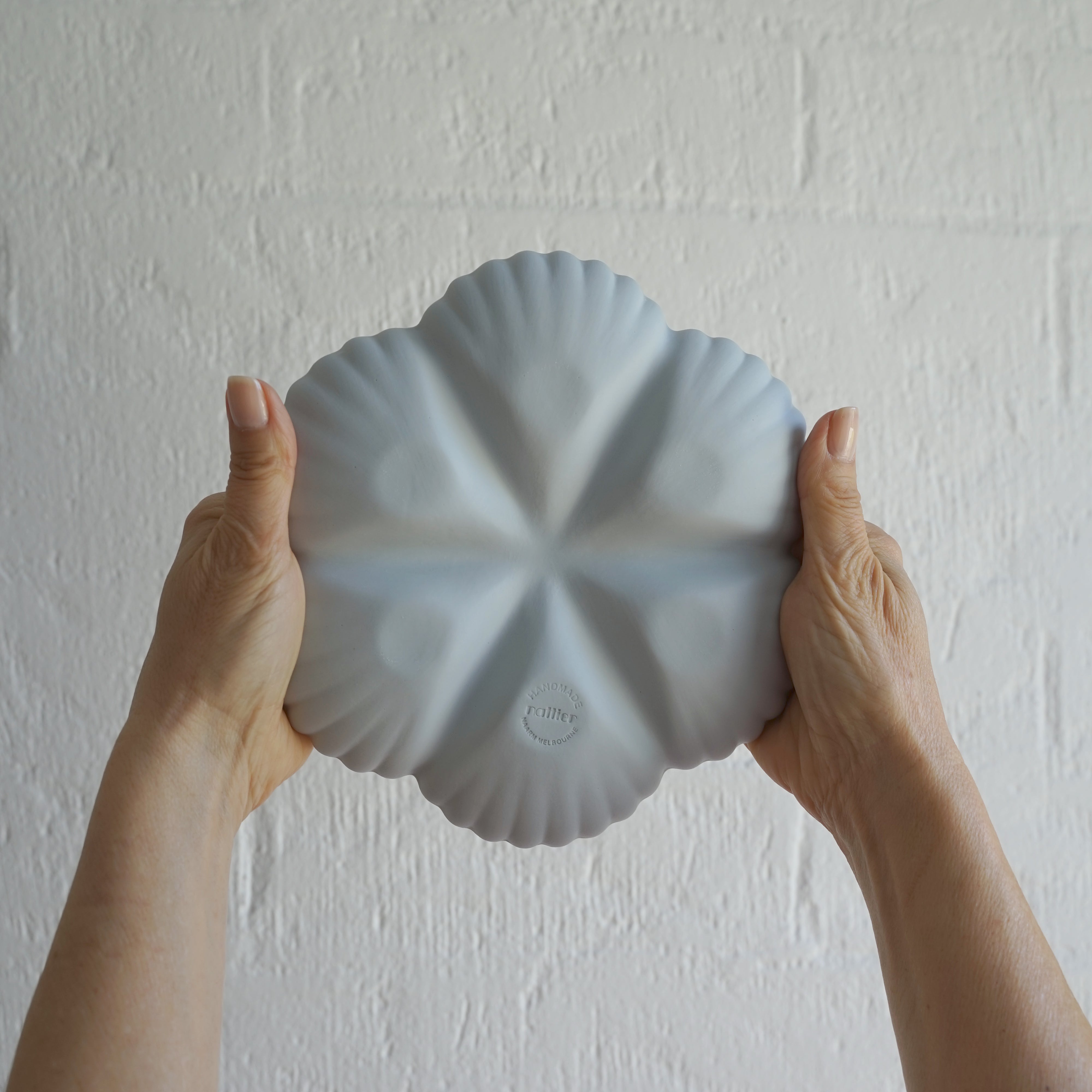 Mother of Pearl Oyster Plate 1/2 Dozen in Light Blue Grey