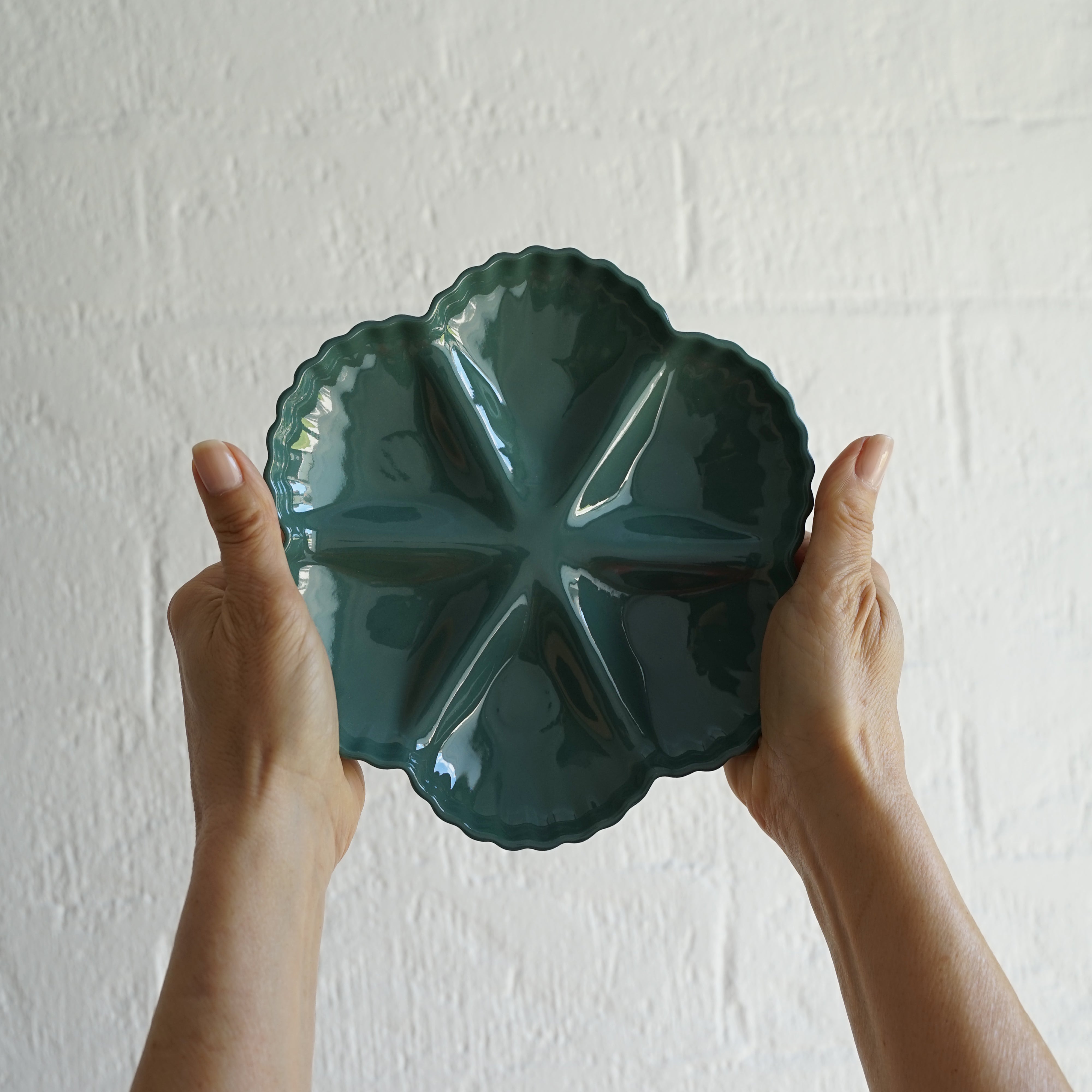 Mother of Pearl Oyster Plate 1/2 Dozen in Dark Forest Green *Limited*
