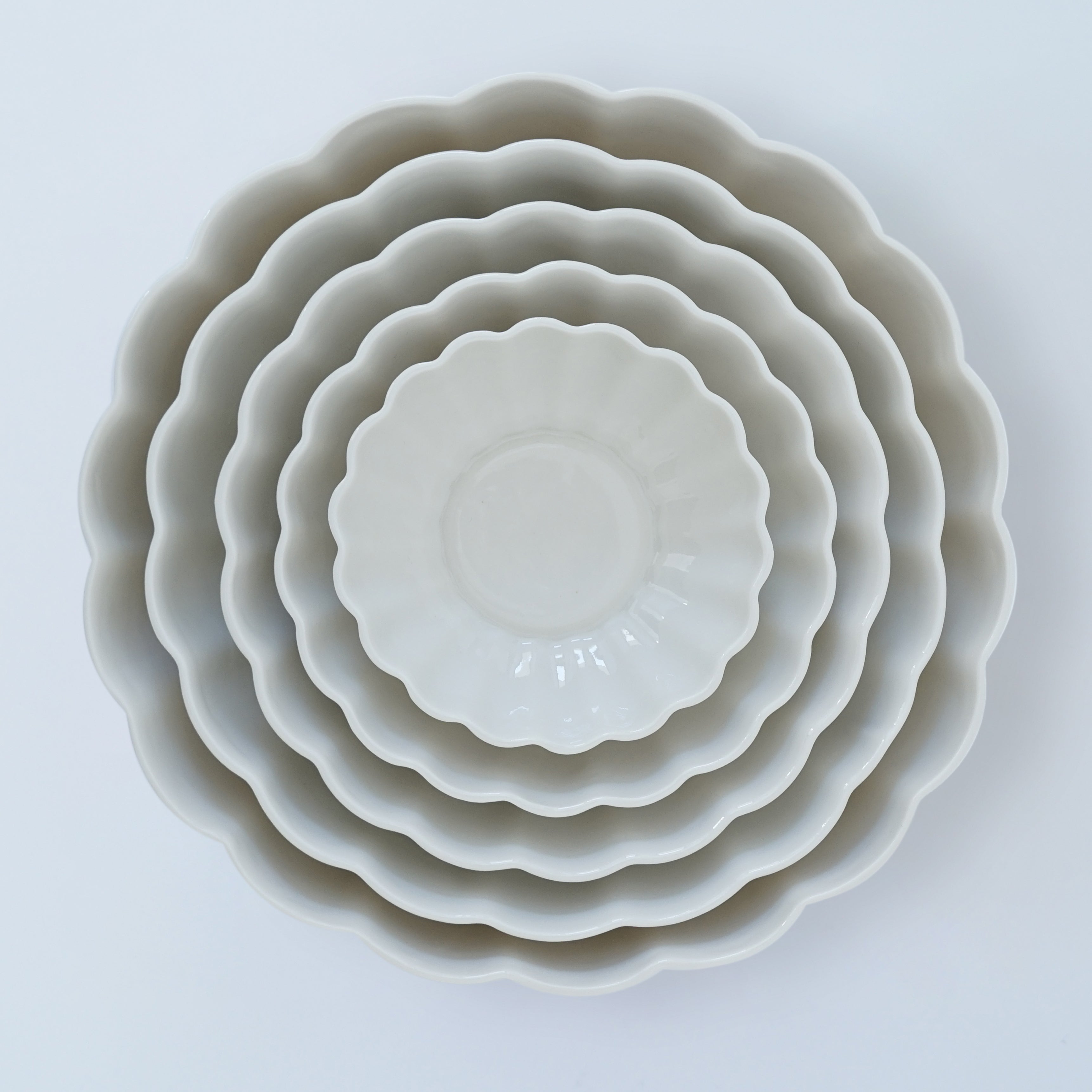 Complete set of 5 Fern Nesting Bowls in Dark Forest Green